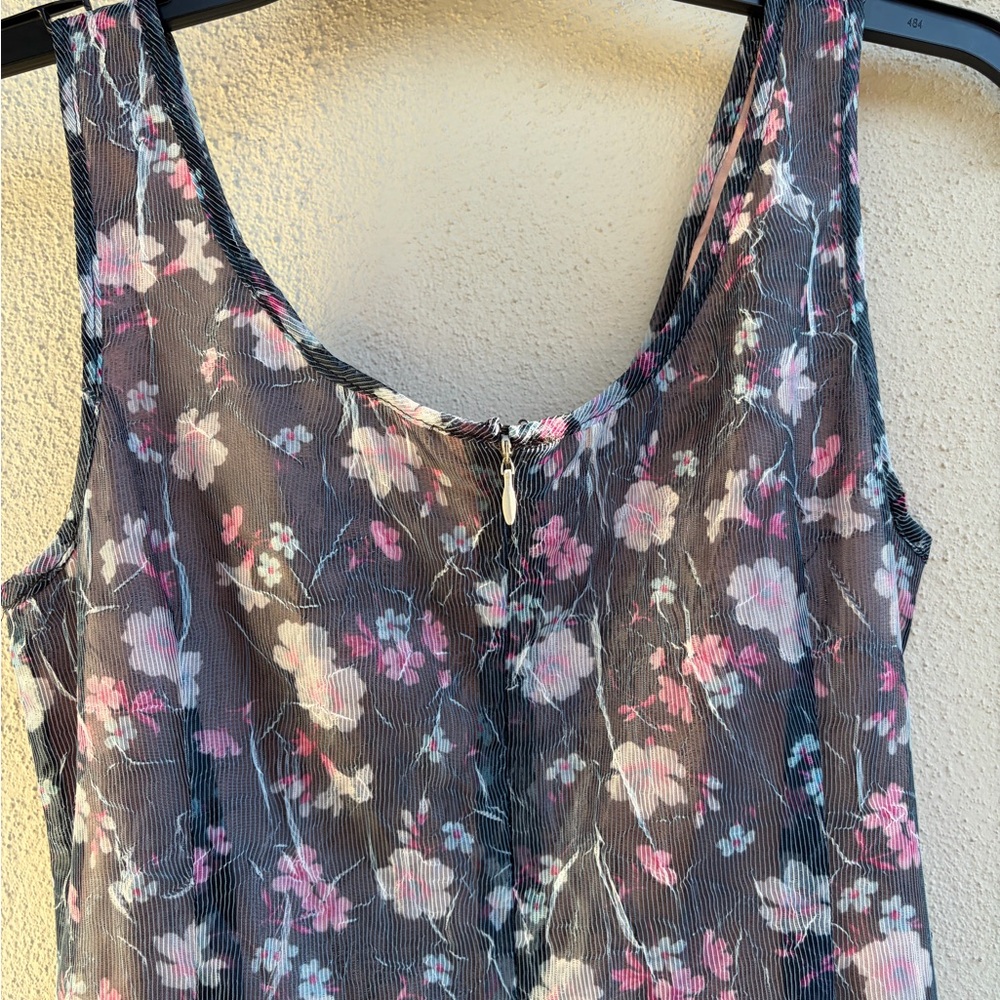 Anna Sui Blue and Black Floral Chemise size 2 - Picture 12 of 13